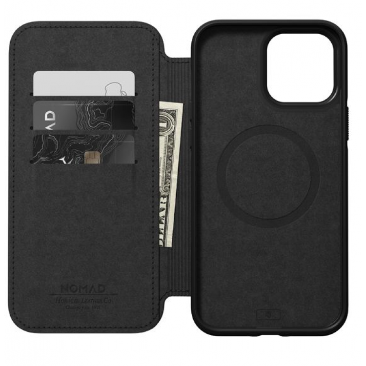 NOMAD θήκη Πορτοφόλι δερμάτινη Folio Rugged rustic MagSafe για Apple iPhone 13 PRO MAX 6.7 - ΚΑΦΕ - NM01075585