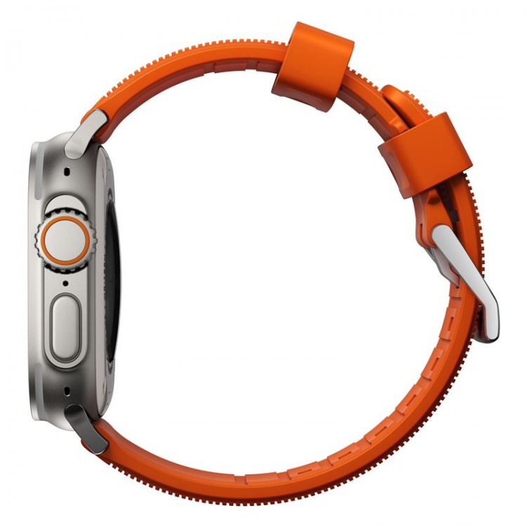 NOMAD Sport Rugged Strap Αδιάβροχο σιλικόνης για Apple Watch 1,2,3,4,5,6,SE,7,8,9 Ultra series - 42mm-44mm-45mm-49mm - ΠΟΡΤΟΚΑΛΙ ΑΣΗΜΙ - NM01287285