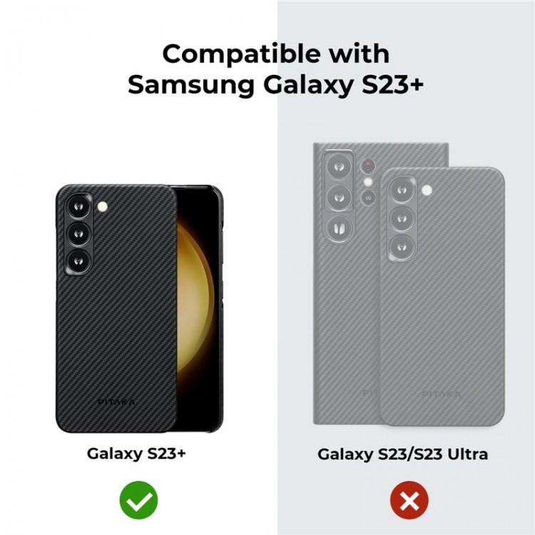 Θήκη Pitaka MagSafe ARAMID CARBON MagEZ 3 για Samsung Galaxy S23+ PLUS - ΜΑΥΡΟ ΓΚΡΙ - KS2301S