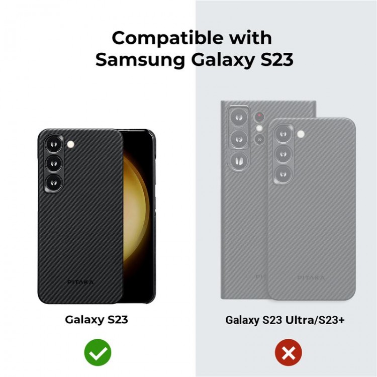 Θήκη Pitaka MagSafe ARAMID CARBON MagEZ 3 για Samsung Galaxy S23 - ΜΑΥΡΟ ΓΚΡΙ - KS2301