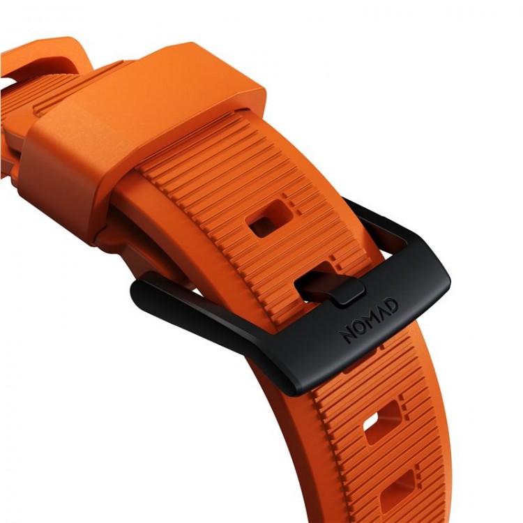 NOMAD Sport Rugged Strap Αδιάβροχο σιλικόνης για Apple Watch 1,2,3,4,5,6,SE,7,8,Ultra series - 42mm-44mm-45mm-49mm - ΠΟΡΤΟΚΑΛΙ ΜΑΥΡΟ - NM01217985