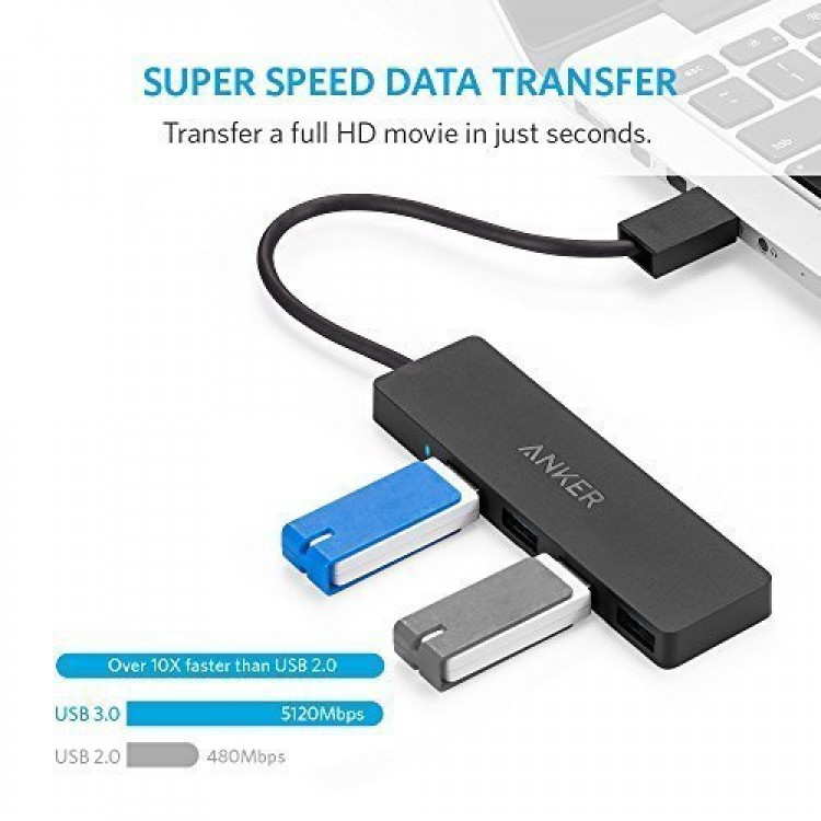 Anker Ultra Slim 4-Port USB 3.0 Data Hub - A7516012