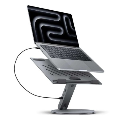 SPIGEN SGP ArcDock 6-σε-1 LD204H LAPTOP STAND HUB UNIVERSAL περιστρεφόμενη βάση Aλουμινίου για Noteboos, laptops εώς 15.6" - ΓΚΡΙ  - AMP08885