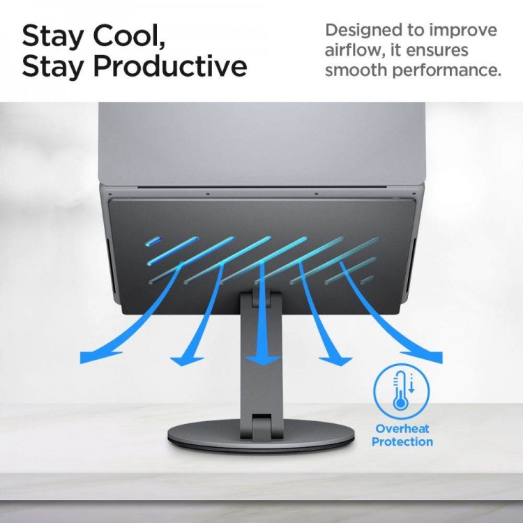 SPIGEN SGP ArcDock 6-σε-1 LD204H LAPTOP STAND HUB UNIVERSAL περιστρεφόμενη βάση Aλουμινίου για Noteboos, laptops εώς 15.6" - ΓΚΡΙ  - AMP08885
