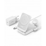 Anker MagGo 15W MAGSAFE Σταθμός φόρτισης 3in1 Qi2 για Apple WATCH Series, AIRPODS με 40W USB-C φορτιστή Type-C καλώδιο - ΛΕΥΚΟ - B2557321