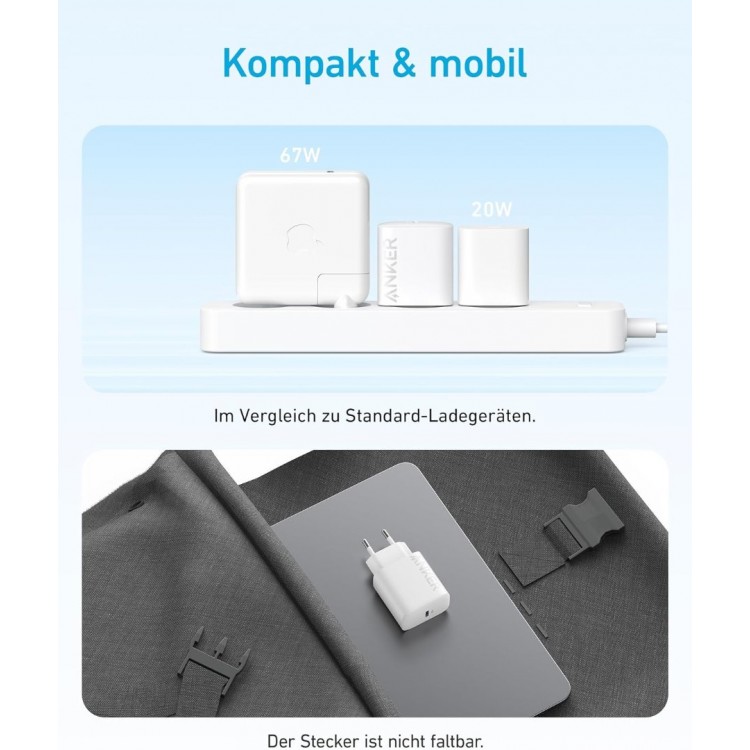 Anker 20W Οικιακός Φορτιστής με 1xType-C θύρα και 1.5μ. USB-C καλώδιο φόρτισης - EU PLUG - ΛΕΥΚΟ -  B2347321