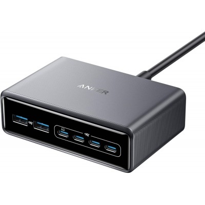 Anker Prime A2683 Επιτραπέζιο HUB Σταθμός φόρτισης GaN Quick Charger 200W PD, 6xθύρες, 3A, 2xUSB-A, 4xUSB-C με Power Delivery - MAΥΡΟ - A2683341 