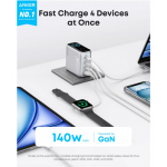 Anker 140W 5A Οικιακός Φορτιστής Zolo, φορτιστής Laptop, 4-θύρες Multi-Devices GaN Γρήγορης φόρτισης, 1xUSB-A, 3xUSB-C, με USB-C καλωδιο - EU PLUG - ΑΣΗΜΙ - B2697G41