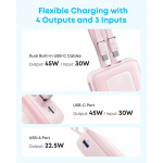 Anker 20.000mAh PowerBank QC + PD, UNIVERSAL Εξωτερική Μπαταρία 45W, Digital Display, 1xUSB-C/1xUSB-A με ενσωματωμένα 2x καλώδια USB-C για SmartPhones, Tablets - ΜΑΥΡΟ - A1681H12 