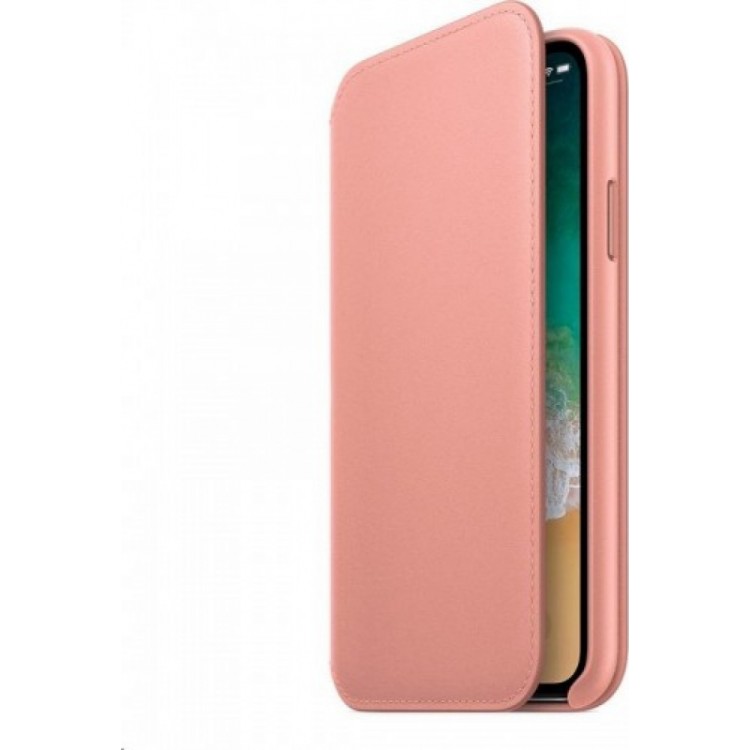 Θήκη Γνήσια Apple Δερμάτινη πορτοφόλι για iPhone X - ΑΠΑΛΟ ΡΟΖ - MRGF2ZMA