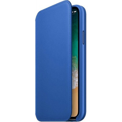 Case Genuine Apple Leather folio for iPhone X - ELECTRIC BLUE - MRGE2ZM/A