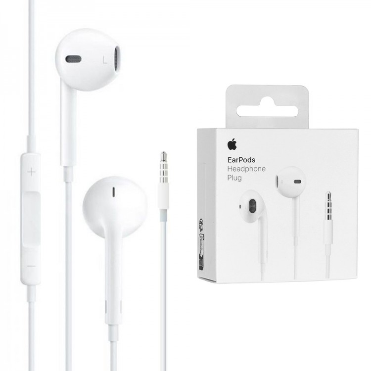 Apple Γνήσια Στερεοφωνικά Ακουστικά με καλώδιο A1472 για iPhone 5,5S,6,6S EarPods, Jack 3.5mm με μικρόφωνο - MNHF2ZM/A - RETAIL BOX