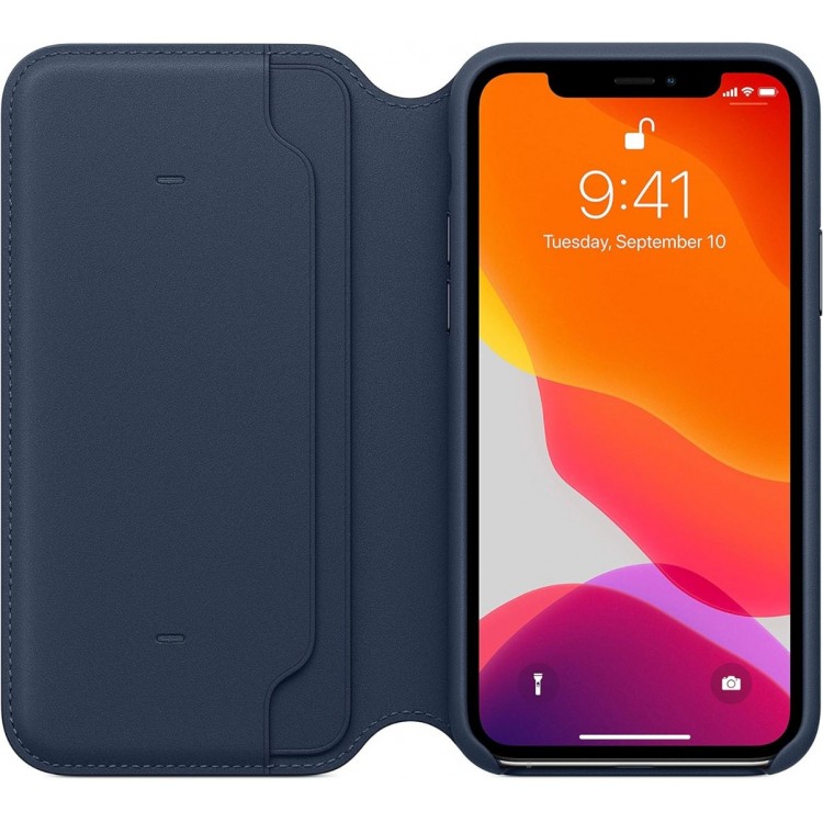 Θήκη Γνήσια Apple Δερμάτινη ΠΟΡΤΟΦΟΛΙ για iPhone 11 PRO 5.8 - Deep Sea ΜΠΛΕ - MY1L2ZMA