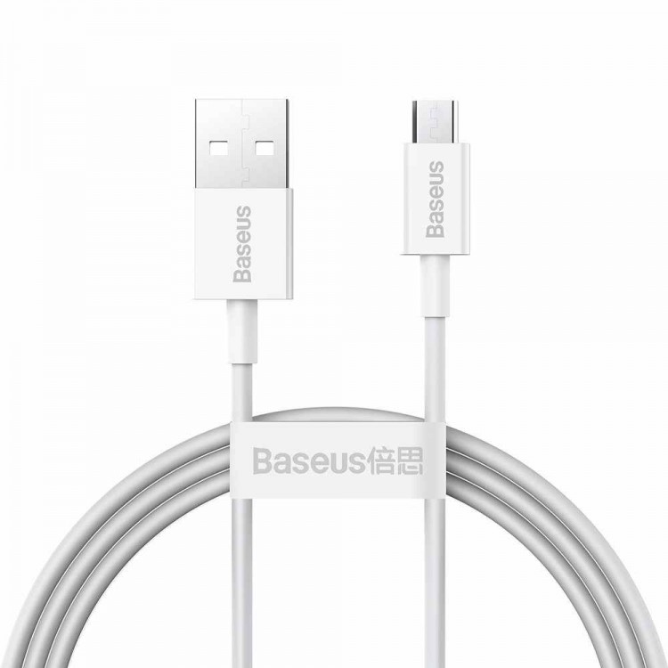 Baseus Superior Series Καλώδιο συγχρονισμού/φόρτισης USB σε Micro-USB, 2A, 1μ. - ΛΕΥΚΟ - CAMYS-02