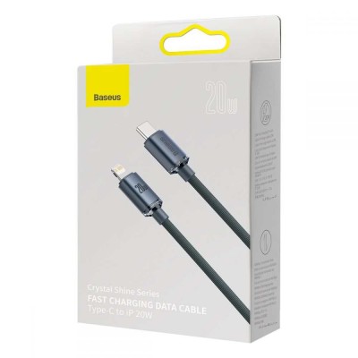 BASEUS CRYSTAL SHINE PD20W Charge and Sync Cable TYPE-C TO LIGHTNING 2.0M - BLACK