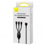 Baseus Data Καλώδιο Flash Series Ⅱ 3-σε-1 , USB-USB-C/microUSB/Lightning 3in1 Cable 66W 1.2μ. - ΜΑΥΡΟ - CA1T3-G1