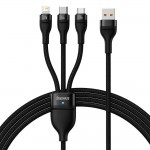 Baseus Data Καλώδιο Flash Series Ⅱ 3-σε-1 , USB-USB-C/microUSB/Lightning 3in1 Cable 66W 1.2μ. - ΜΑΥΡΟ - CA1T3-G1