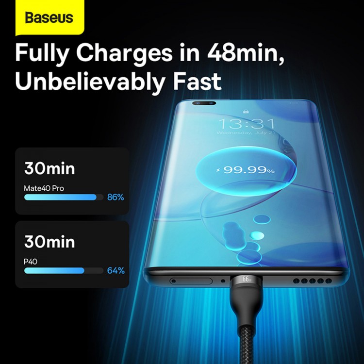 Baseus Data Καλώδιο Flash Series Ⅱ 3-σε-1 , USB-USB-C/microUSB/Lightning 3in1 Cable 66W 1.2μ. - ΜΑΥΡΟ - CA1T3-G1