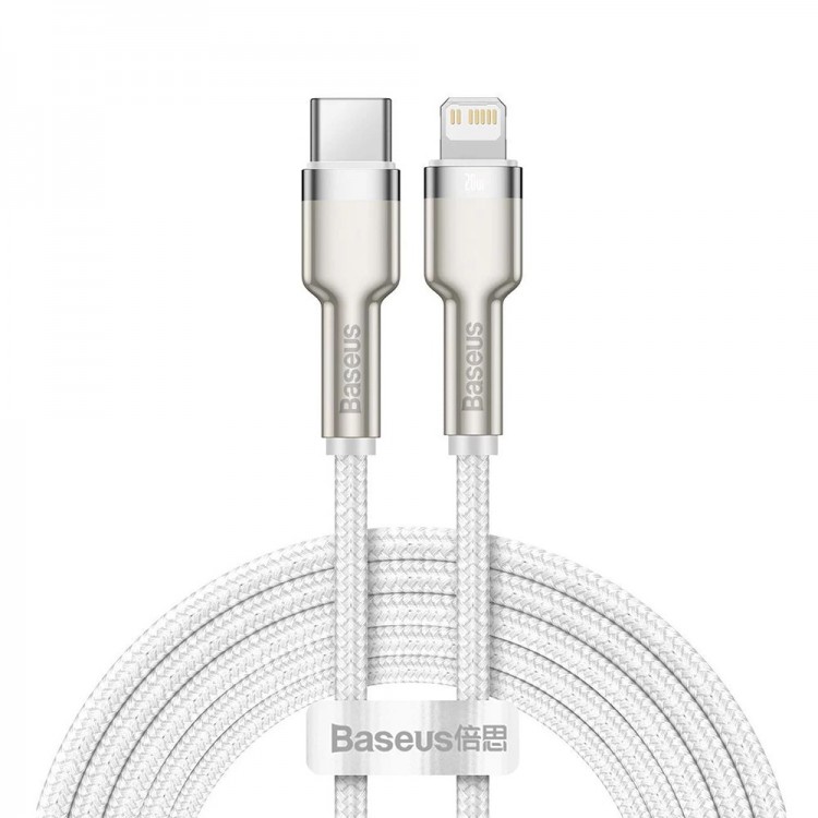 BASEUS CAFULE METAL PD20W Καλώδιο Φόρτισης Συγχρονισμού LIGHTNING 2.0M - ΛΕΥΚΟ - CATLJK-B02