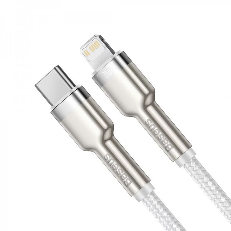 BASEUS CAFULE METAL PD20W Καλώδιο Φόρτισης Συγχρονισμού LIGHTNING 2.0M - ΛΕΥΚΟ - CATLJK-B02