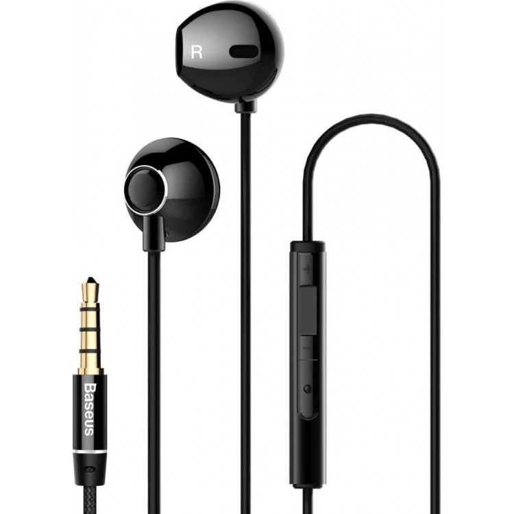 Baseus Encok H06 Ακουστικά Hands-Free Stereo In-Ear με εργονομικά Ear Pads για Smartphones με υποδοχή Jack 3.5mm- ΜΑΥΡΟ - MZ-NGH06-01