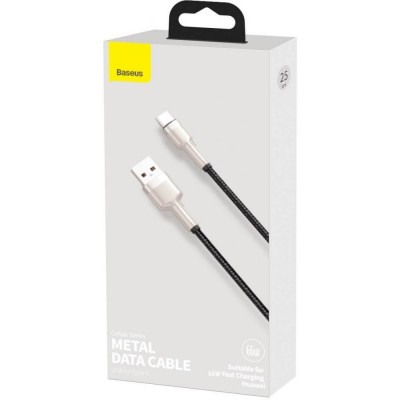 BASEUS CAFULE 66W Καλώδιο Φόρτισης Συγχρονισμού USB-A σε USB-C 0.25μ. - ΜΑΥΡΟ - BSU3117BLK