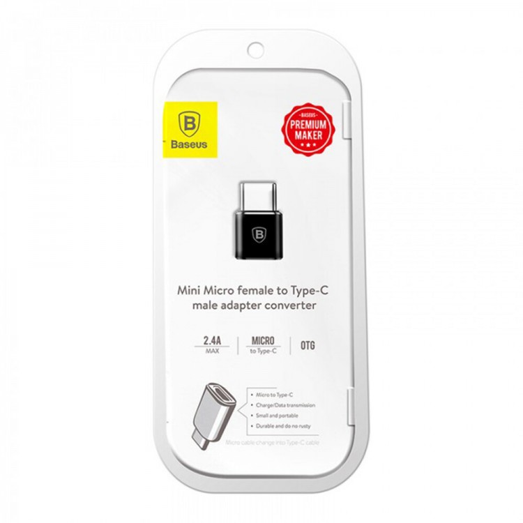 BASEUS Ingenuity OTG Μετατροπέας Micro-USB Female σε Type-C Male - ΜΑΥΡΟ - CAMOTG-01