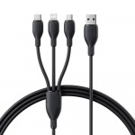 Baseus Data Καλώδιο 3σε1 Ultra-Fast charge Series USB σε Micro-USB, Lightning, USB-C,  3.5A, 0.8μ. - ΜΑΥΡΟ - P10376303121-01