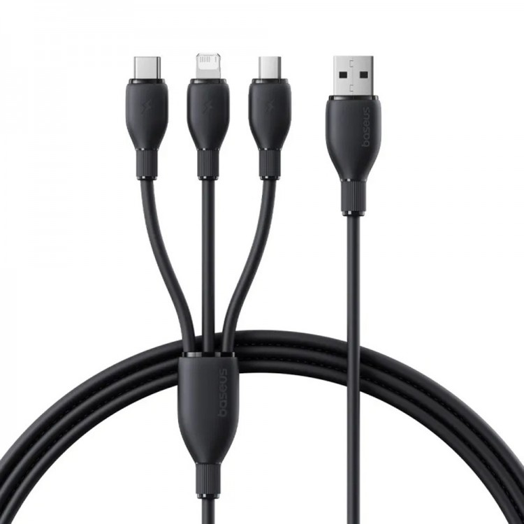 Baseus Data Καλώδιο 3σε1 Ultra-Fast charge Series USB σε Micro-USB, Lightning, USB-C,  3.5A, 0.8μ. - ΜΑΥΡΟ - P10376303121-01