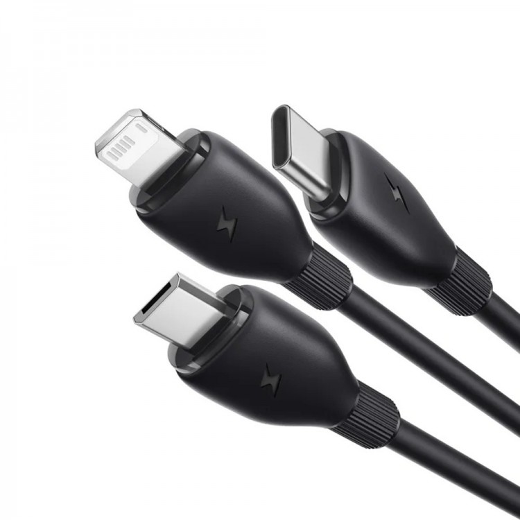 Baseus Data Καλώδιο 3σε1 Ultra-Fast charge Series USB σε Micro-USB, Lightning, USB-C,  3.5A, 0.8μ. - ΜΑΥΡΟ - P10376303121-01