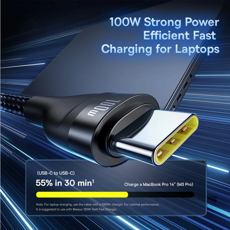 Baseus Data Καλώδιο 3σε1 Flash Series 3, USB-A/USB-C σε Lightning, 2x USB-C, 100W/5A , 1.5μ. - ΜΑΥΡΟ - P10377501111-00