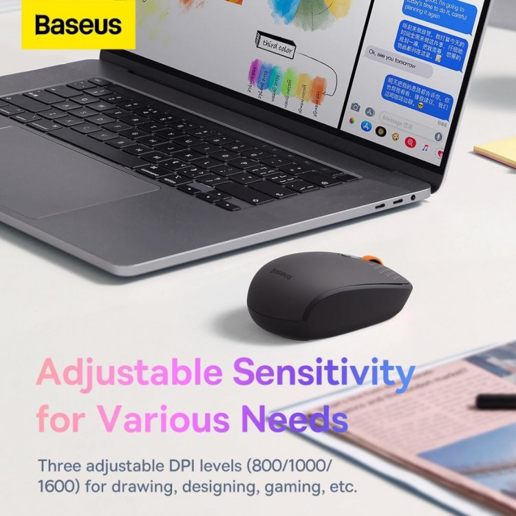 Baseus Ασύρματο ποντίκι F01A Bluetooth 5.0, 1600DPI - Frosted ΓΚΡΙ - B01055502833-00
