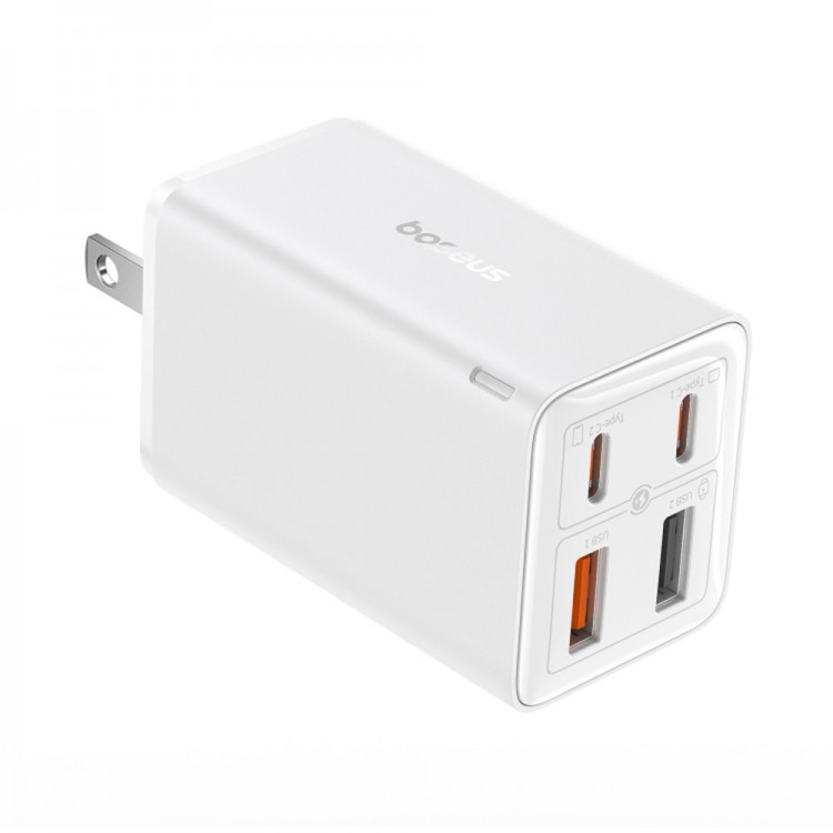 Baseus US Plug Wall Charger GaN6 Pro, 2x USB, 2x Type-C, 65W, Cable Type-C, 100W, 20V, 5A, 1m - ΛΕΥΚΟ - P10162702213-00