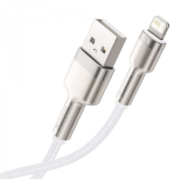 BASEUS CAFULE Καλώδιο Φόρτισης Συγχρονισμού USB σε LIGHTNING 2.0M - ΛΕΥΚΟ - CALJK-B02