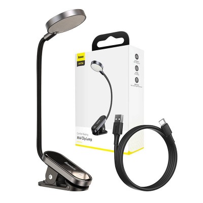 Baseus Smart Λάμπα γραφείου Comfort Reading Mini Clip Lamp - ΣΚΟΥΡΟ ΓΚΡΙ - DGRAD-0G