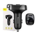 Baseus Αναμεταδ΄ότης FM Ραδιόφωνο, Bluetooth 2xUSB-A, MicroSD, φορτιστής αυτοκινήτου - Μαύρο - CCMT000001