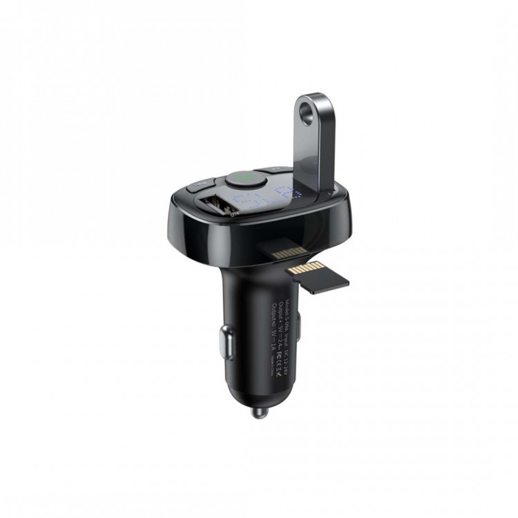 Baseus Αναμεταδ΄ότης FM Ραδιόφωνο, Bluetooth 2xUSB-A, MicroSD, φορτιστής αυτοκινήτου - Μαύρο - CCMT000001