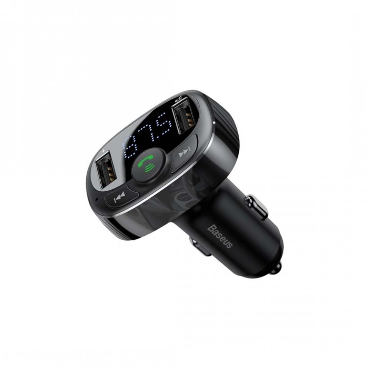 Baseus Αναμεταδ΄ότης FM Ραδιόφωνο, Bluetooth 2xUSB-A, MicroSD, φορτιστής αυτοκινήτου - Μαύρο - CCMT000001