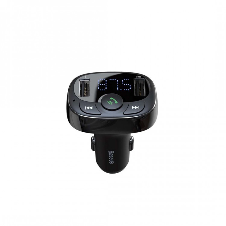 Baseus Αναμεταδ΄ότης FM Ραδιόφωνο, Bluetooth 2xUSB-A, MicroSD, φορτιστής αυτοκινήτου - Μαύρο - CCMT000001