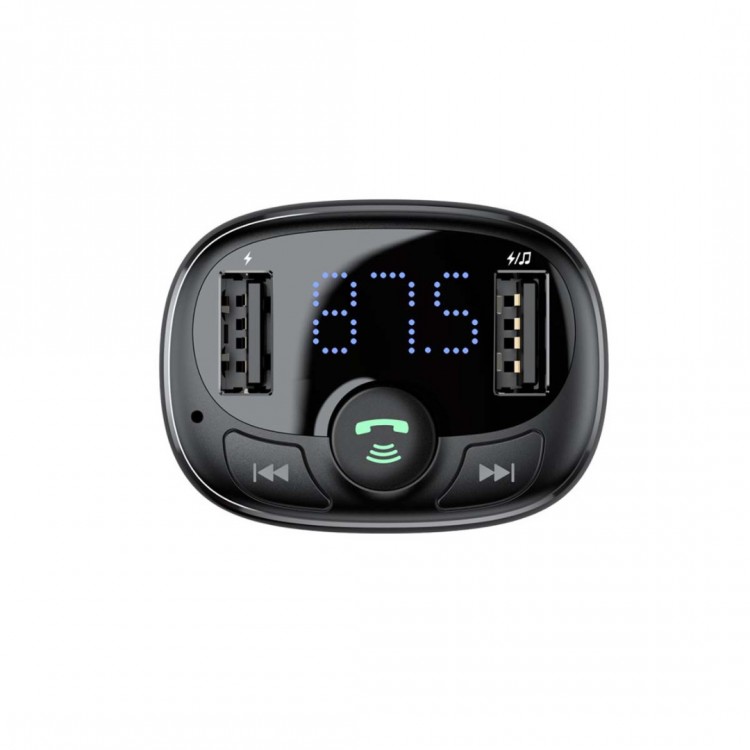 Baseus Αναμεταδ΄ότης FM Ραδιόφωνο, Bluetooth 2xUSB-A, MicroSD, φορτιστής αυτοκινήτου - Μαύρο - CCMT000001