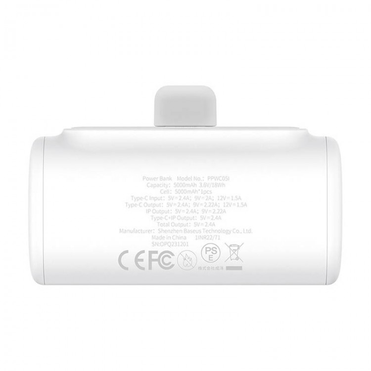 BASEUS Powerbank OS-Baseus Compact IP με Lightning υποδοχή , 5000mAh, 20W, MFi - ΛΕΥΚΟ - P10068307213-00