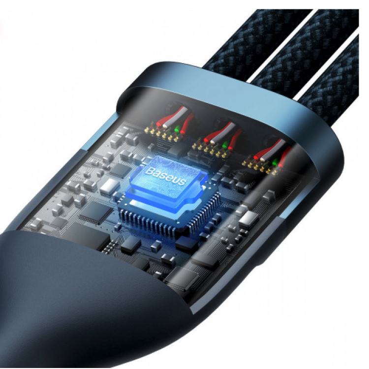 BASEUS Καλώδιο 3IN1 Φόρτισης Συγχρονισμού Flash Series Ⅱ USB-USB-C/microUSB/Lightning Type-C, LIGHTNING, MICROUSB 66W 1.20M - ΜΑΥΡΟ