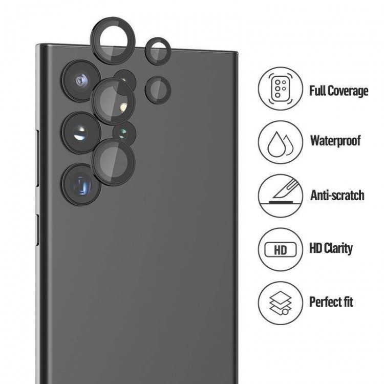 Blueo Camera Lens Protector ΓΥΑΛΙ ΠΡΟΣΤΑΣΙΑΣ HD για Samsung Galaxy S24 Ultra 5G 2024 - ΜΑΥΡΟ - BCL-S24U-BLACK