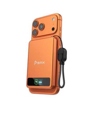 BMX SolidSafe Qi2 15W Μαγνητικό MAGSAFE PowerBank 5.000mAh Solid-State για smartphones, με ενσωματωμένο καλώδιο USB-C - ΠΟΡΤΟΚΑΛΙ - BM-B939-05-OR
