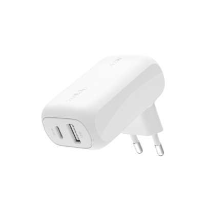 Belkin BoostCharge PD 3.0 Διπλός οικιακός φορτιστής τοίχου USB-C/USB-A με PPS 42W - Λευκό - WCB009VFWH