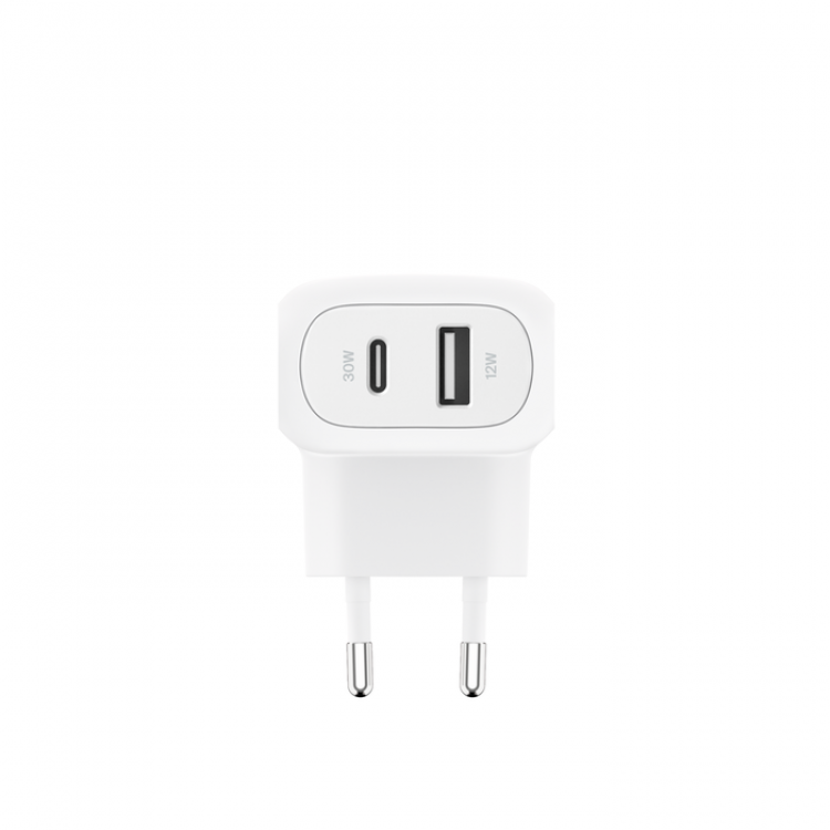 Belkin BoostCharge PD 3.0 Διπλός οικιακός φορτιστής τοίχου USB-C/USB-A με PPS 42W - Λευκό - WCB009VFWH