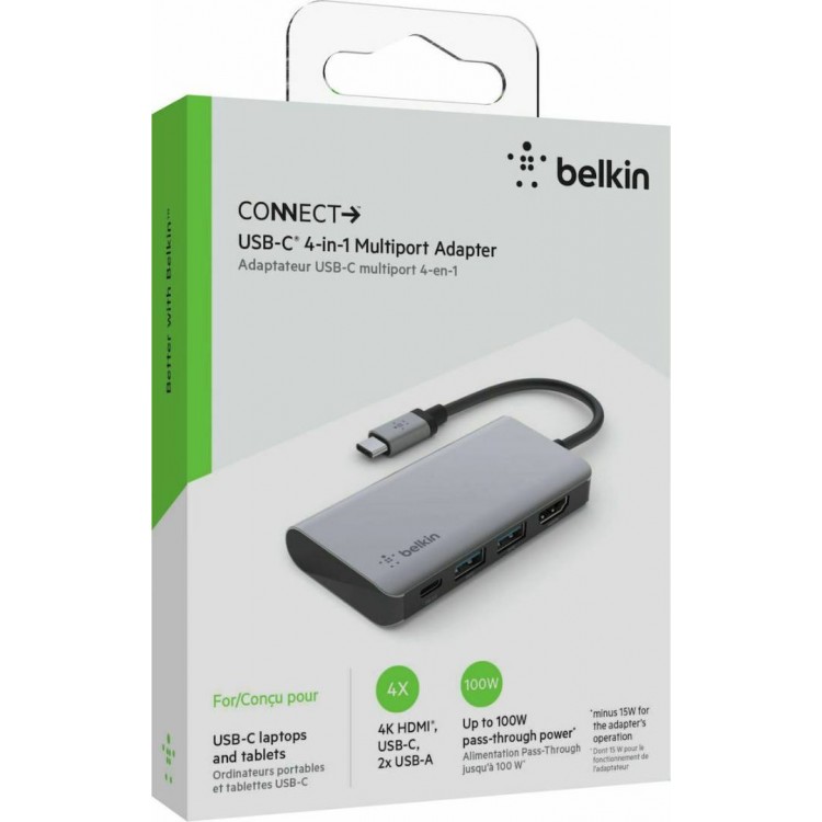 Belkin AVC006btSGY USB-C® 4-in-1 Multiport Adapter