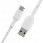Belkin Καλώδιο Braided USB-A σε USB-C 15εκ. (0.15m) - Λευκό - CAB002bt0MWH