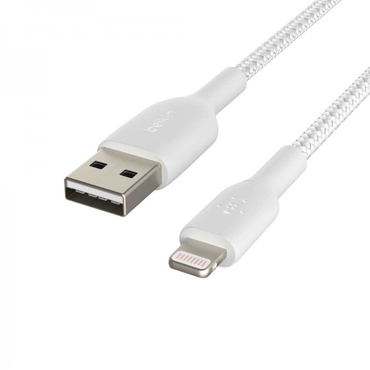 Belkin CAA002bt2MWH Braided Lightning to USB-A Cable (2m)Λευκό