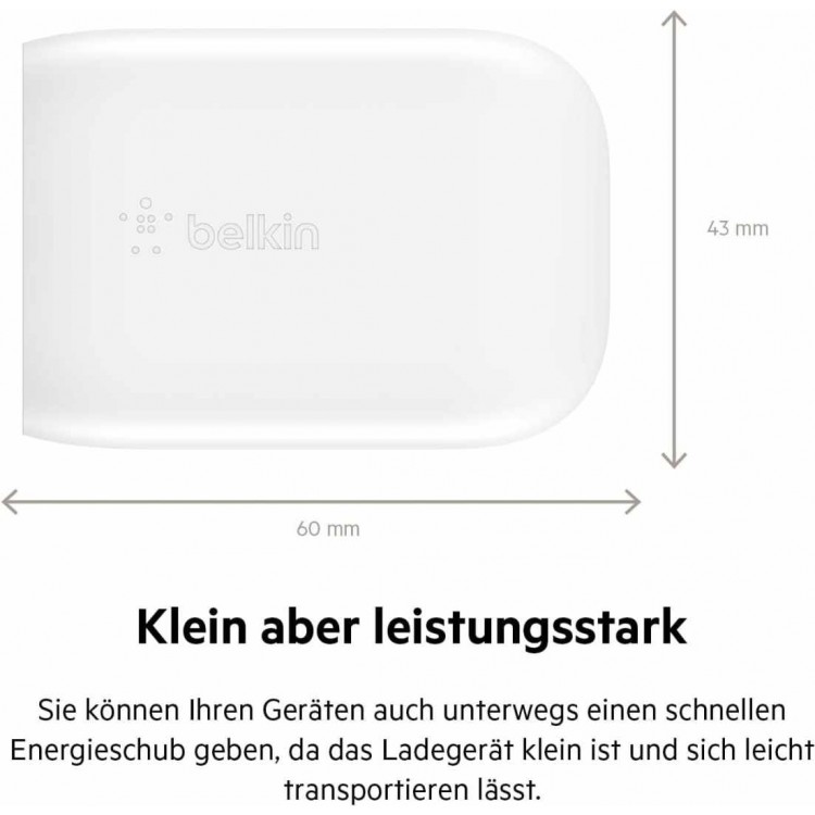 Belkin WCA005vf1MWH-B6 BOOST↑CHARGE™ USB-C® PD 3.0 PPS Οικιακός φορτιστής 30W + USB-C® καλώδιο - Λευκό